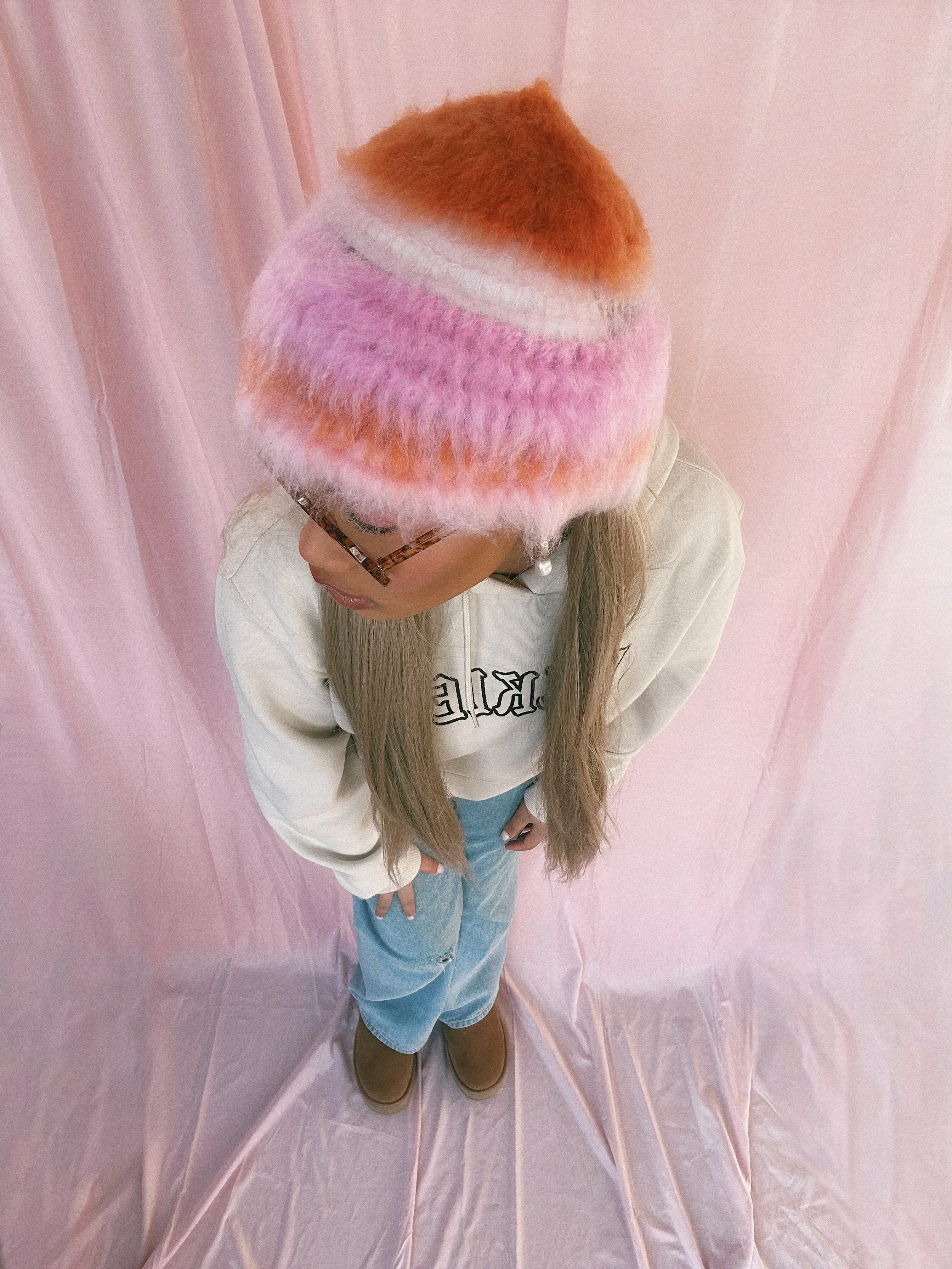 Orange and Pink crochet Hat