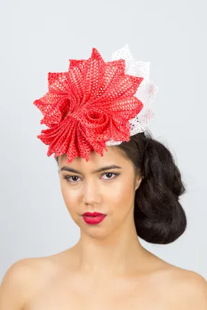 Orange and White Pleated Braid Headpiece