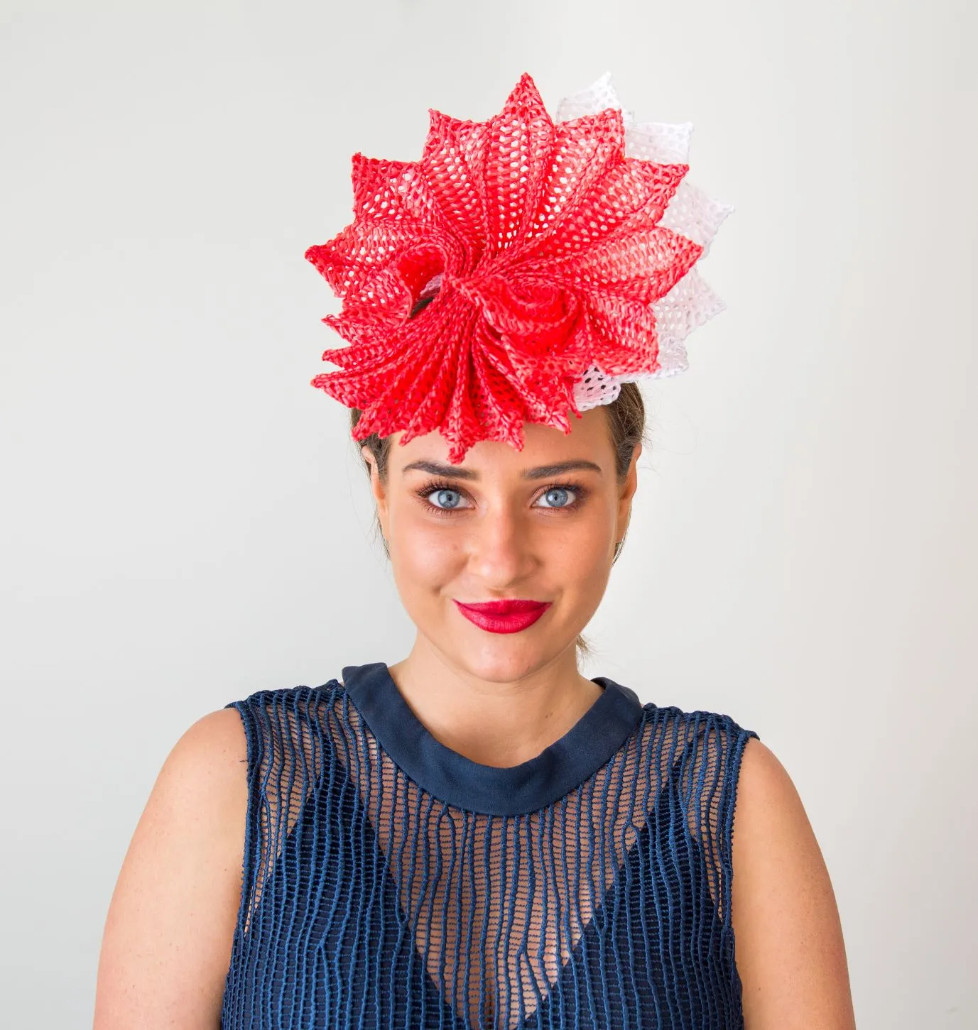 Orange and White Pleated Braid Headpiece