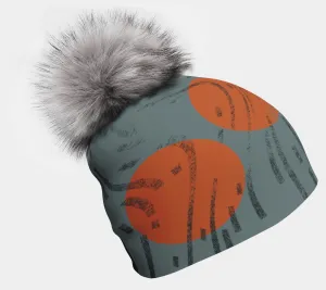 Orange Movement Beanie with Removable Grey Pom Pom