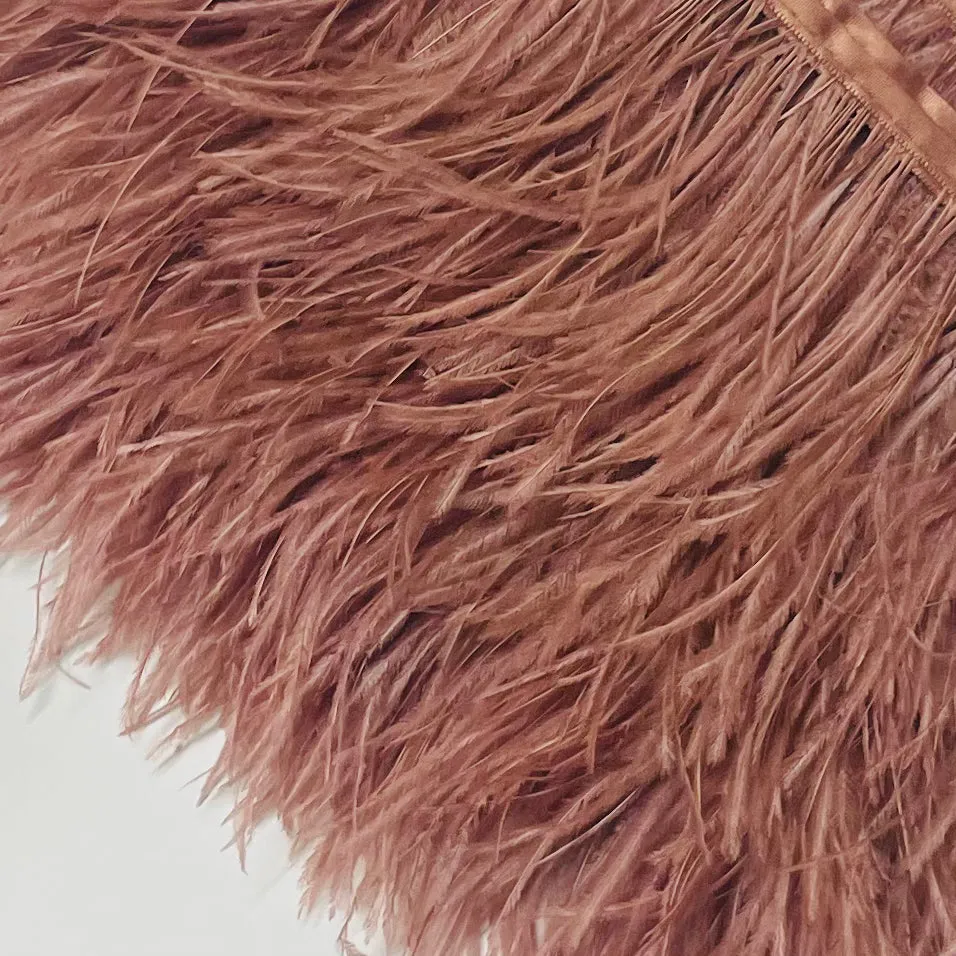 Ostrich Feathers Strung per 10cm - Vintage Pink
