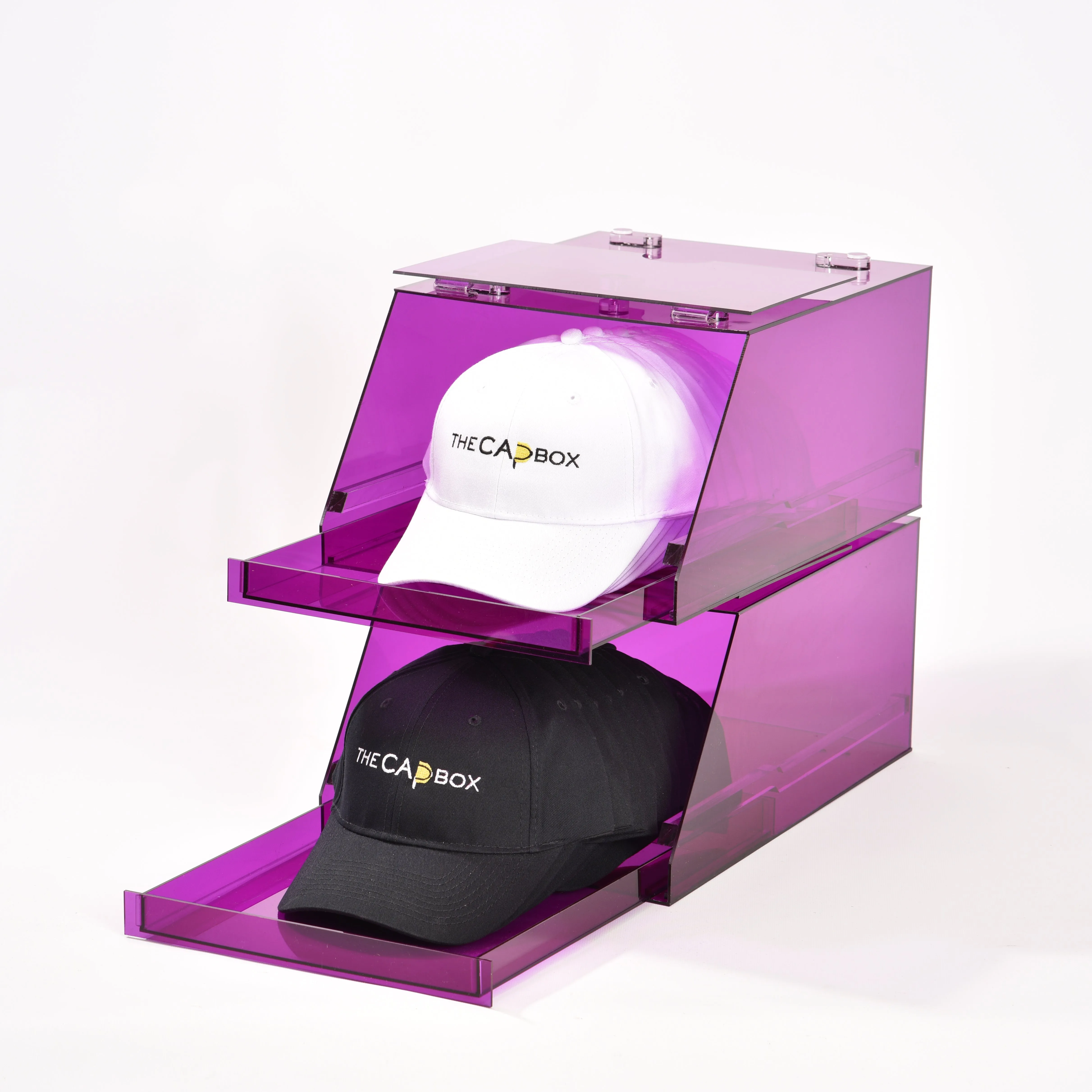 (Out of Stock) The Blue Glasshouse CapBox Transparent Hat Rack Stackable Baseball Cap Storage