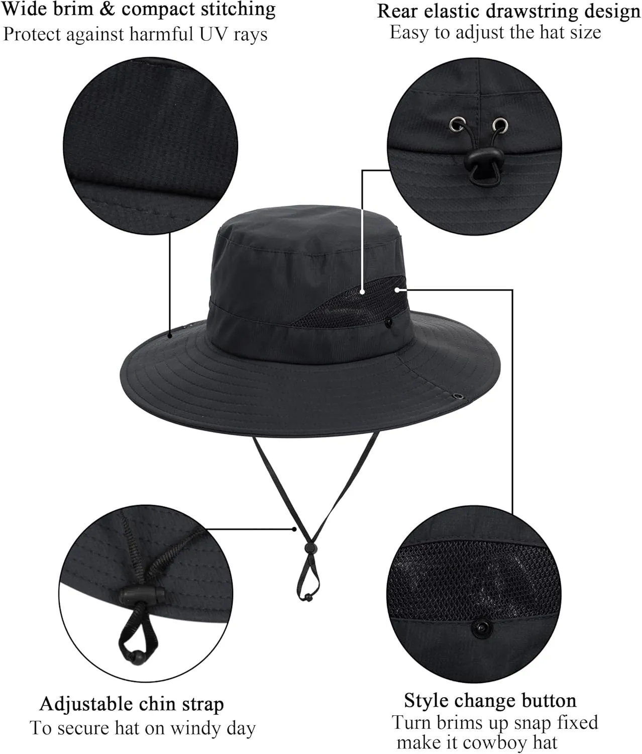 Outdoor Sun Hat Bucket Hats for Women Sun Protection Mesh Quick-Dry Cap UPF 50  (Adjustable Size)