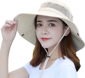Outdoor Sun Hat Bucket Hats for Women Sun Protection Mesh Quick-Dry Cap UPF 50  (Adjustable Size)