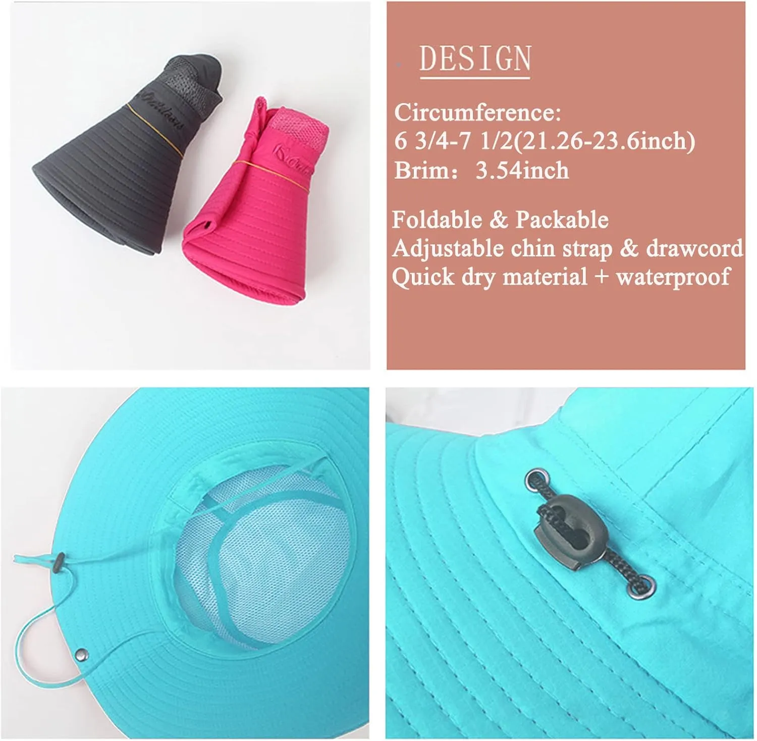Outdoor Sun Hat Bucket Hats for Women Sun Protection Mesh Quick-Dry Cap UPF 50  (Adjustable Size)