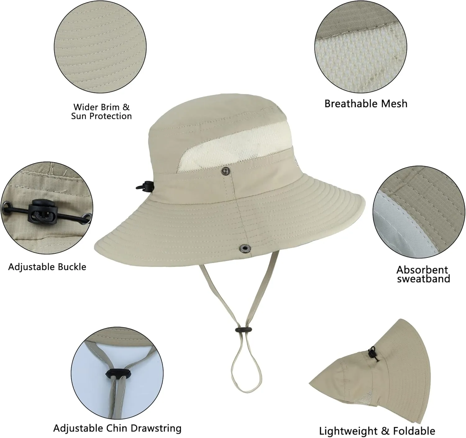 Outdoor Sun Hat Bucket Hats for Women Sun Protection Mesh Quick-Dry Cap UPF 50  (Adjustable Size)