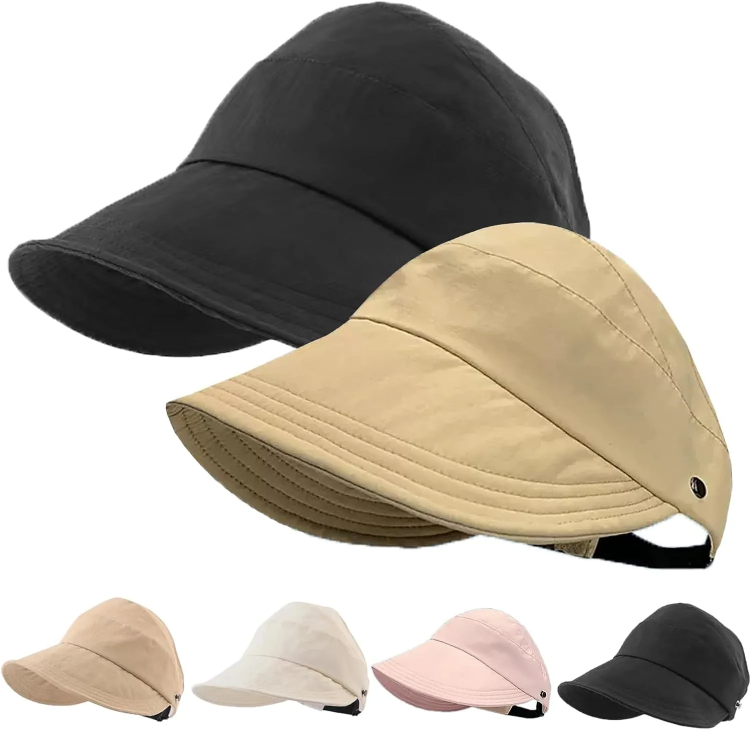 Outdoor Uv Protection Hollow Top Sun Hat, 2024 New Women's Large Brim UV Protection Empty Top Sun Hat, Outdoor Wide Brim Hat