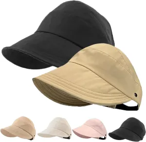 Outdoor Uv Protection Hollow Top Sun Hat, 2024 New Women's Large Brim UV Protection Empty Top Sun Hat, Outdoor Wide Brim Hat