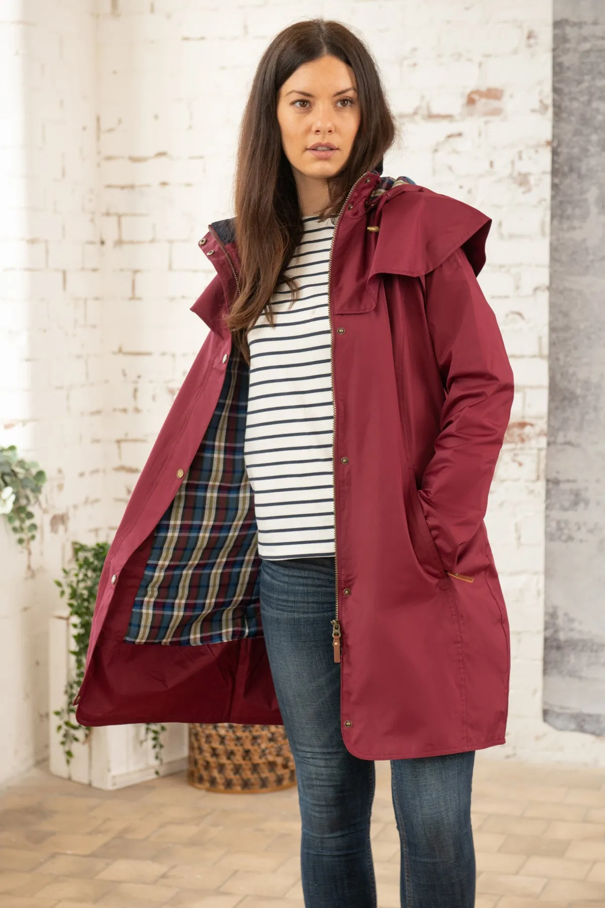 Outrider 3/4 Length Waterproof Raincoat - Berry