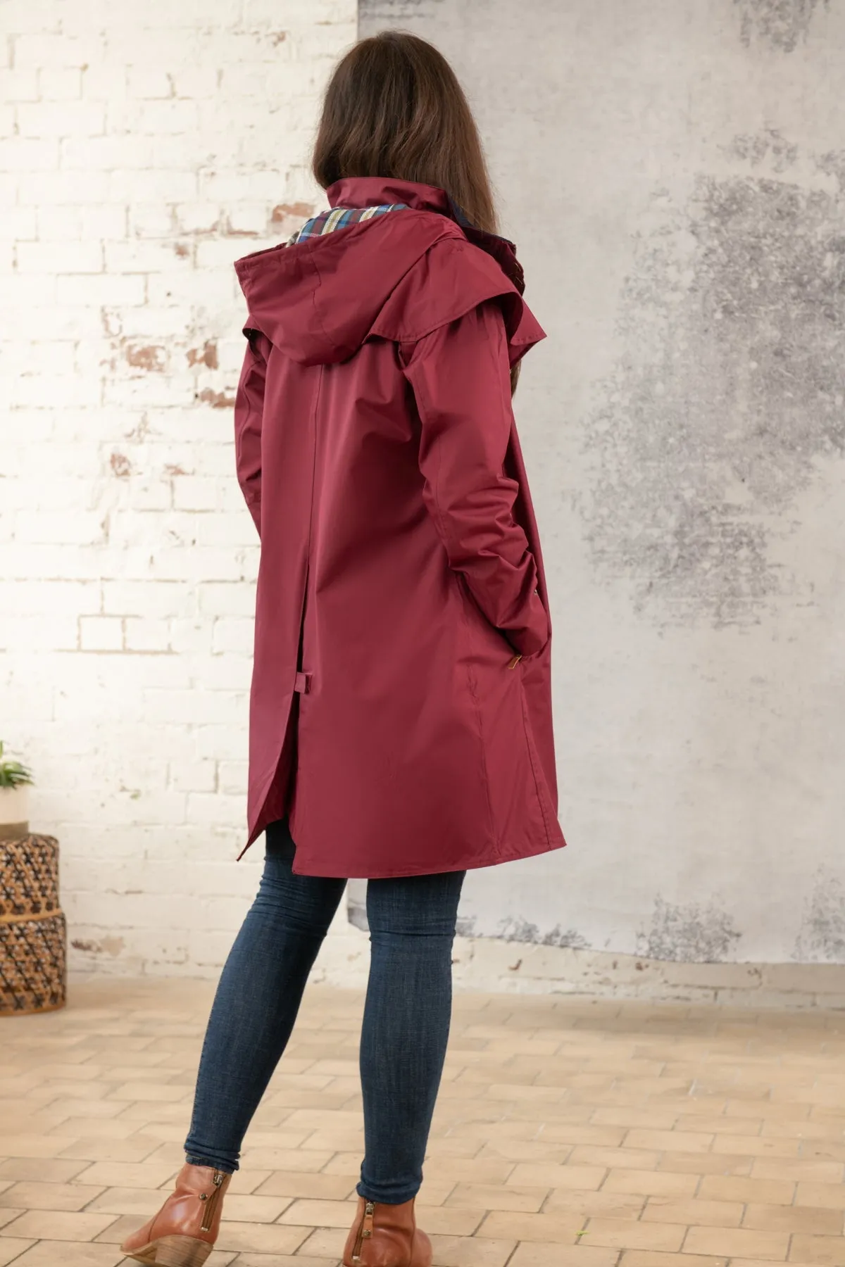 Outrider 3/4 Length Waterproof Raincoat - Berry