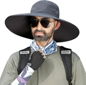 Oversize XL/XXL Sun Hat for Large Head, Unisex Wide Brim Breathable Outdoor Bucket Fishing Hats