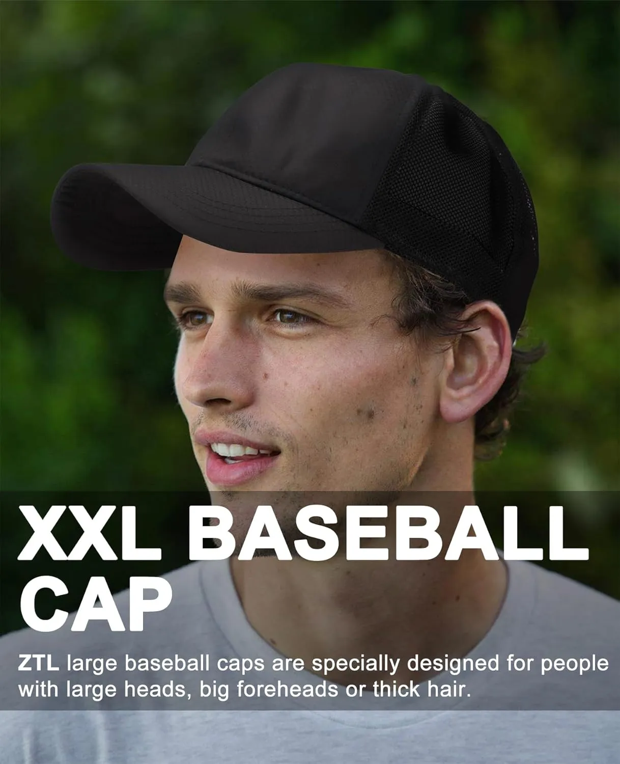 Oversize XXL Baseball Cap for Big Heads 23.6"-25.6", Extra Large Cotton Baseball Hat, Plus Size Unstructured Dad Hats