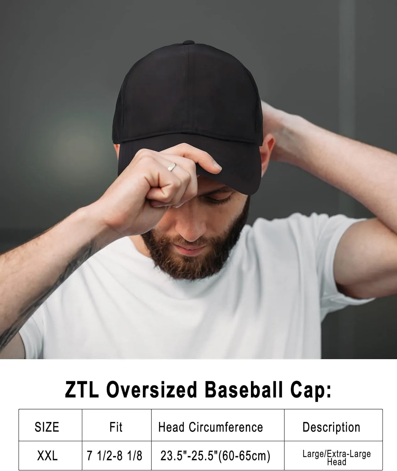 Oversize XXL Baseball Cap for Big Heads 23.6"-25.6", Extra Large Cotton Baseball Hat, Plus Size Unstructured Dad Hats