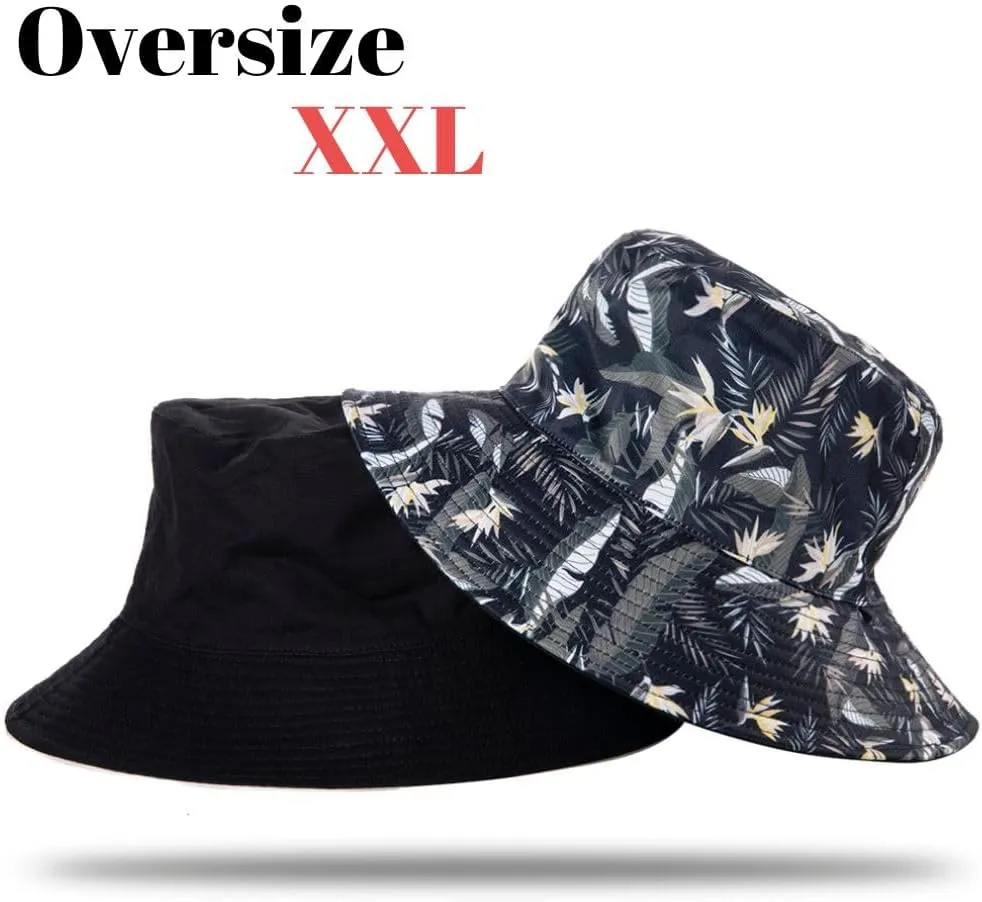 Oversize XXL Bucket Hat Reversible Extra Large Sun Hat Big Head Wide Brim Fishing Hat for Men Women
