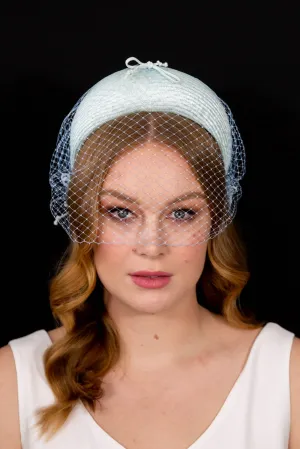 Pale Blue Headband with Removable Veiling