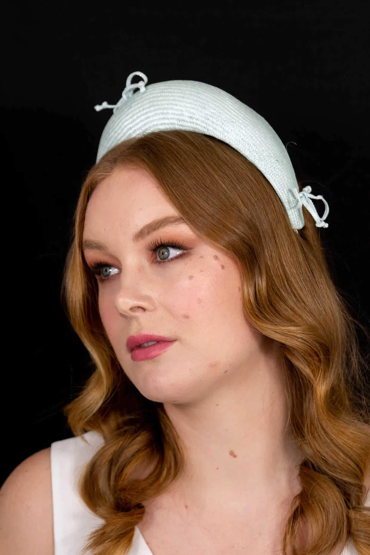 Pale Blue Headband with Removable Veiling