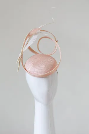 Pale Pink Beret with Sinamay Swirls