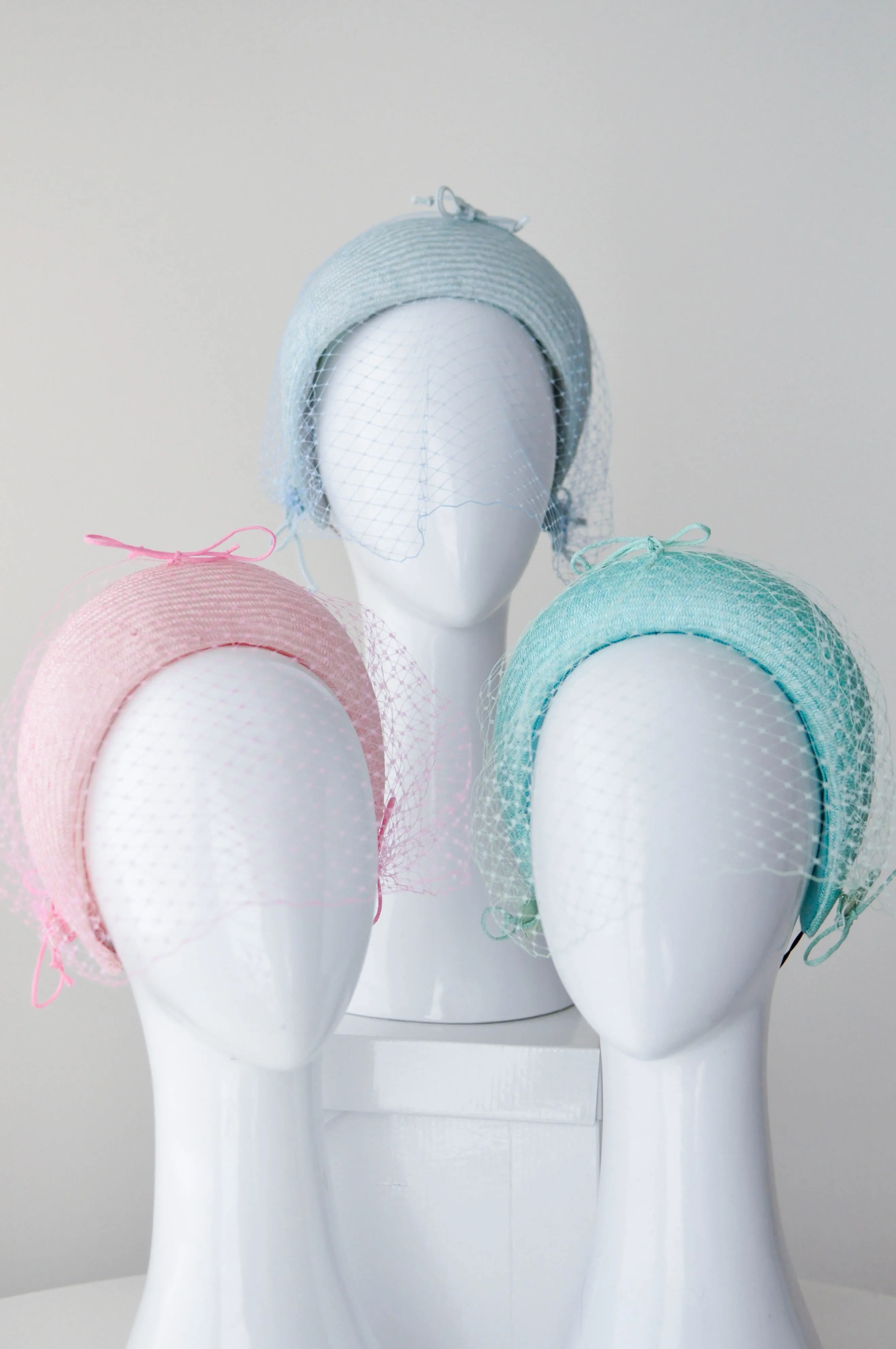 Pale pink Headband with Removable Veiling