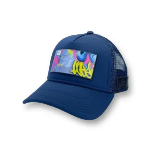 PARTCH Hustle Trucker Hat Navy Blue Removable Clip