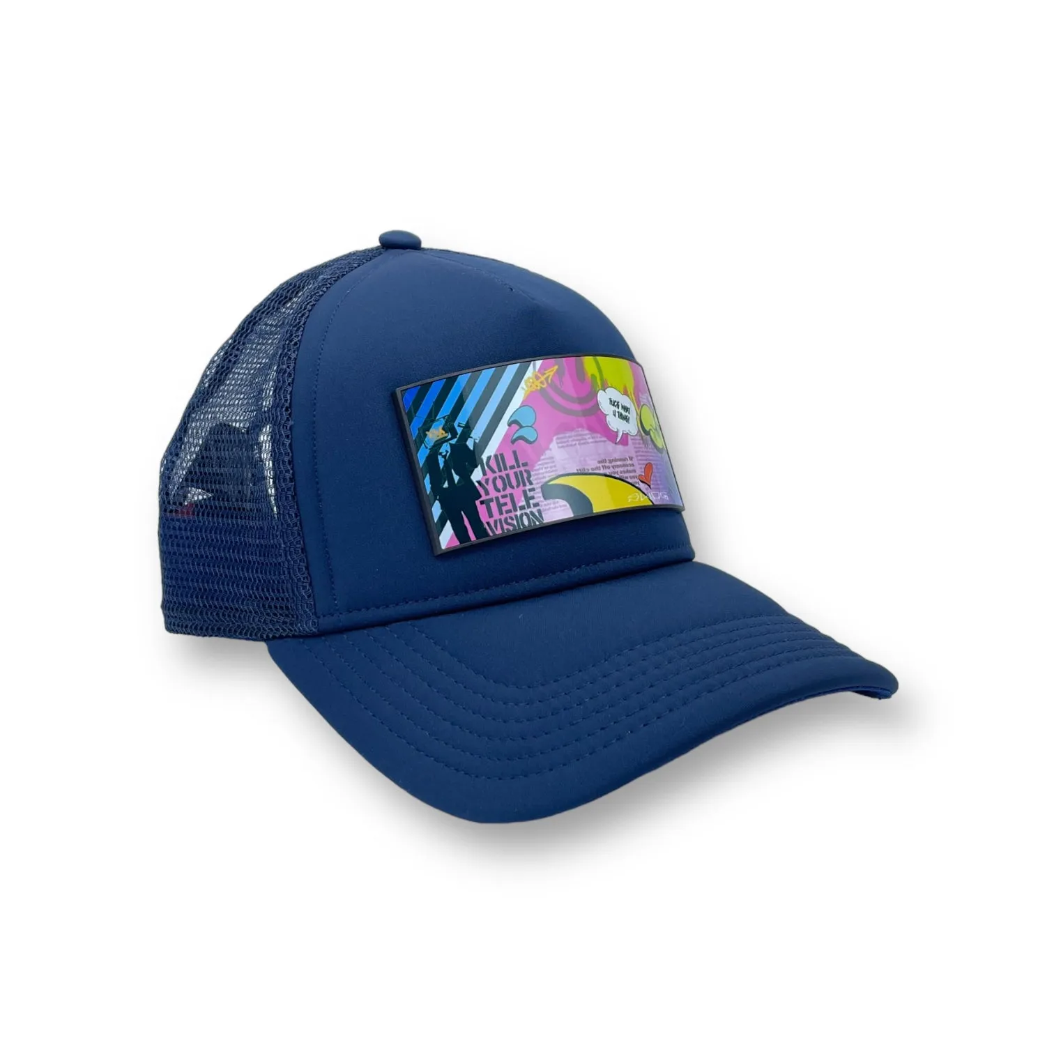 PARTCH Hustle Trucker Hat Navy Blue Removable Clip