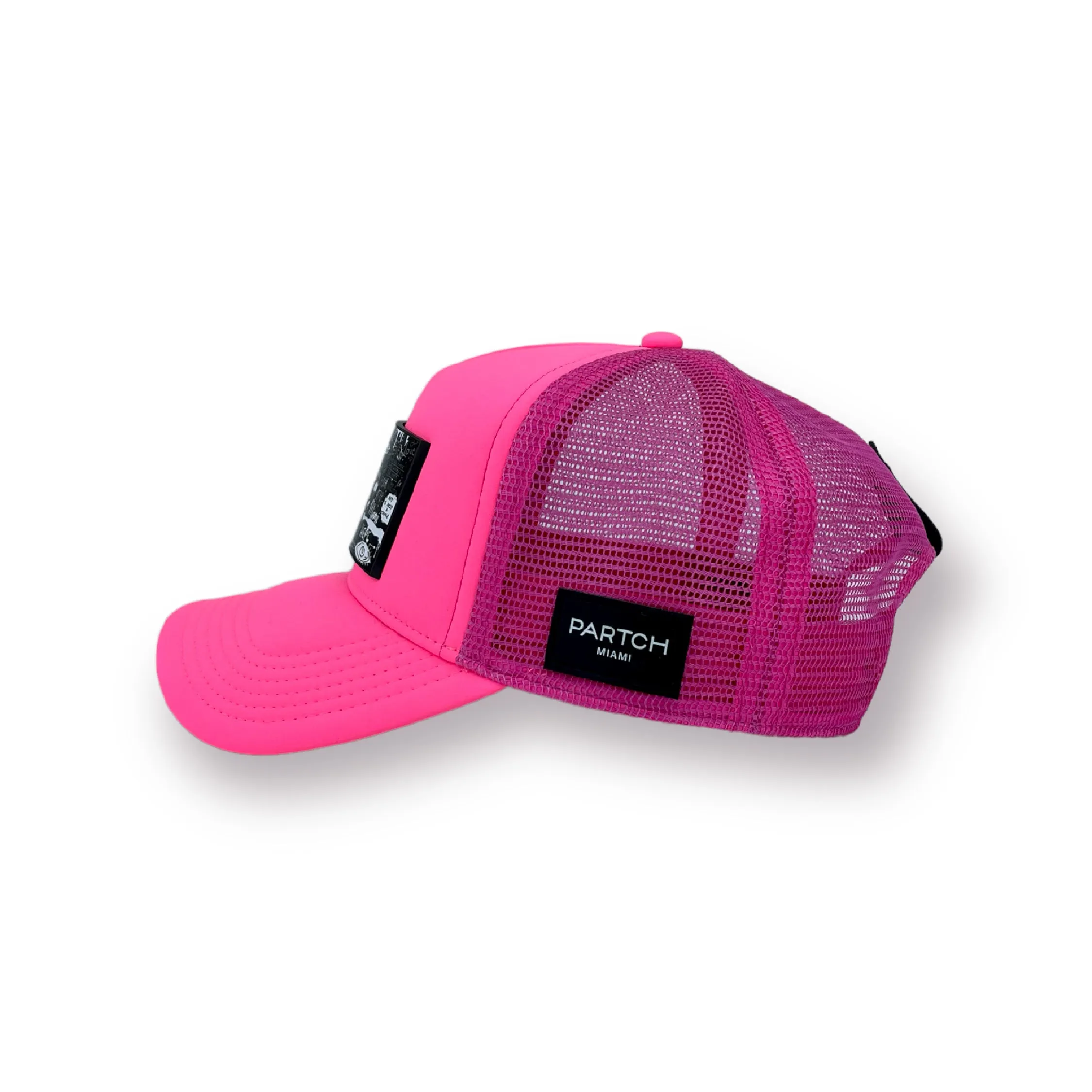 PARTCH Pop Love Blk/Wht Trucker Hat Pink Removable Clip