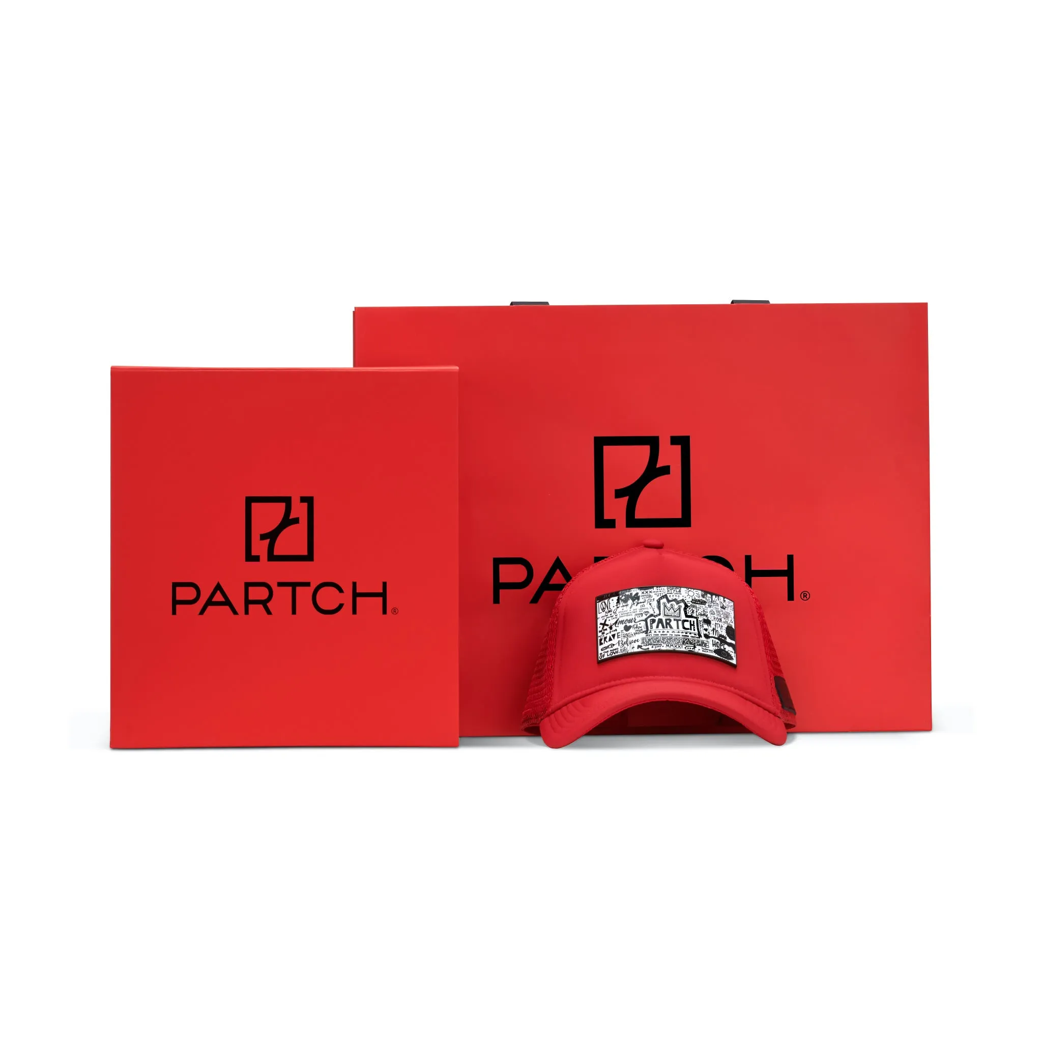 PARTCH Pop Love Blk/Wht Trucker Hat Pink Removable Clip