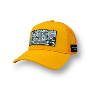 PARTCH Pop Love Wht/Blk Trucker Hat Yellow Removable Clip