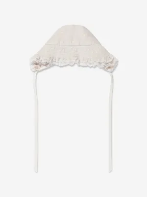 Paz Rodriguez Baby Girls Linen Bonnet in Ivory