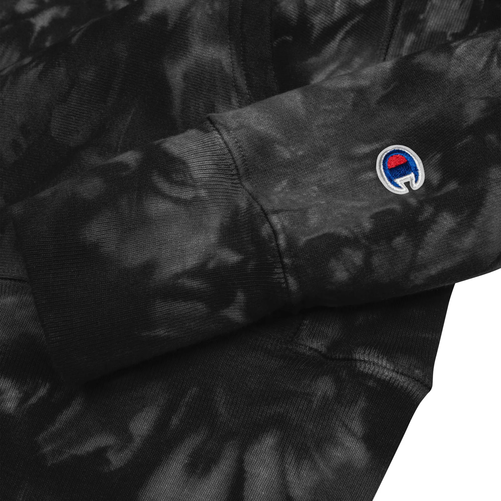 Peace Love & Art Black Tie-dye Hoodie (White Embroidery)