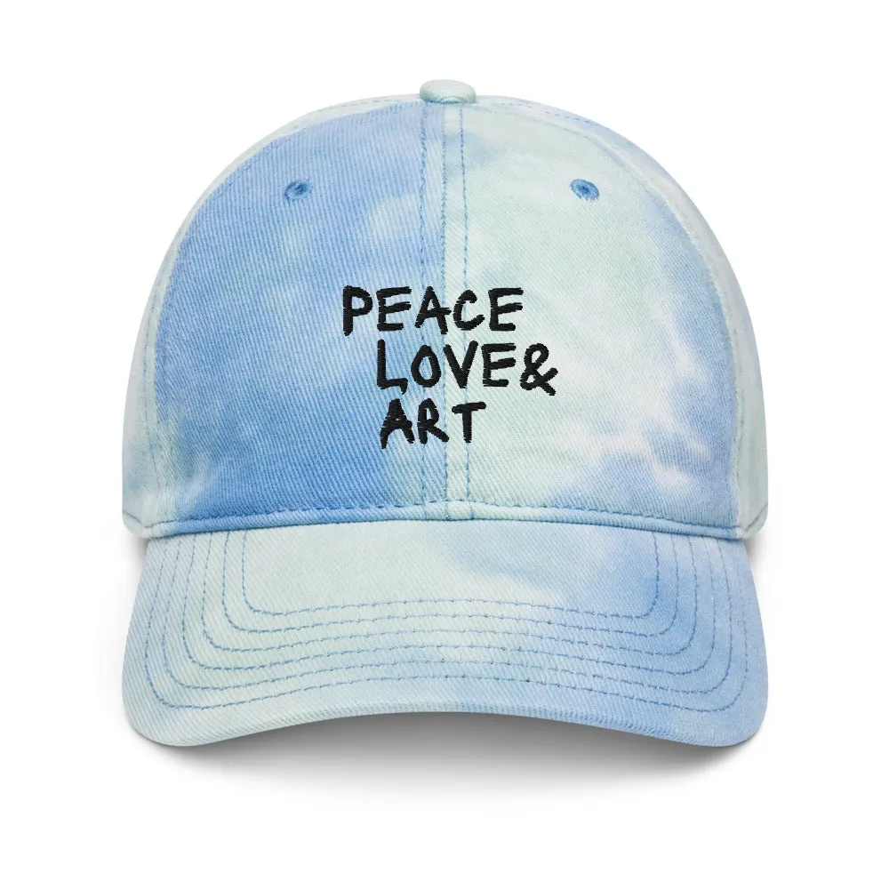 Peace Love & Art Tie-dye Baseball Hat