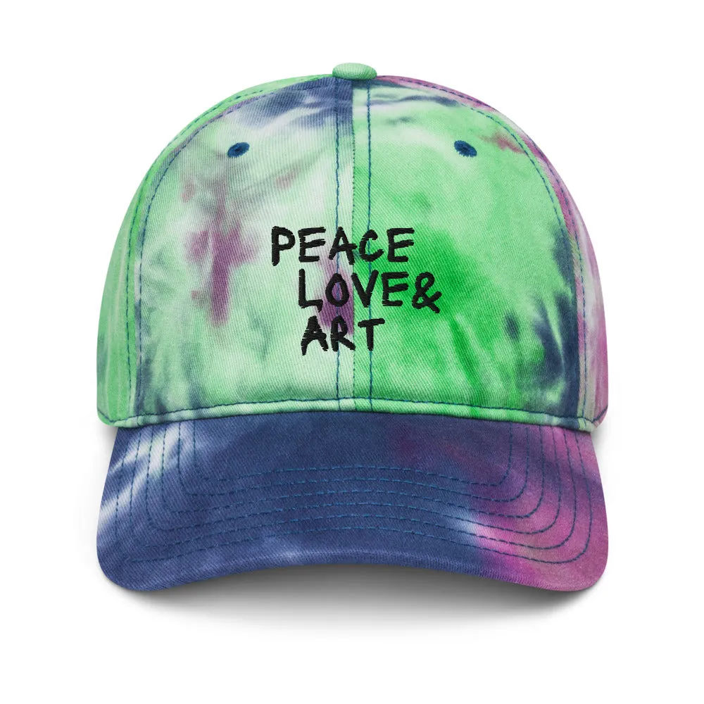 Peace Love & Art Tie-dye Baseball Hat