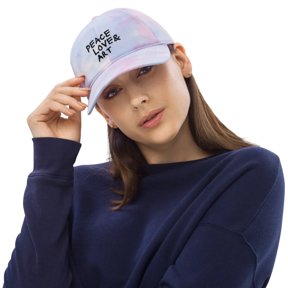 Peace Love & Art Tie-dye Baseball Hat