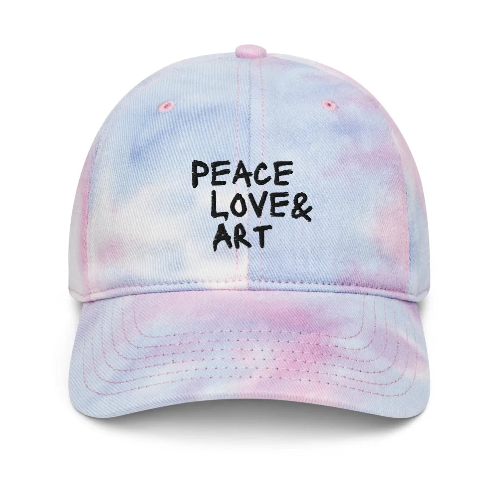 Peace Love & Art Tie-dye Baseball Hat