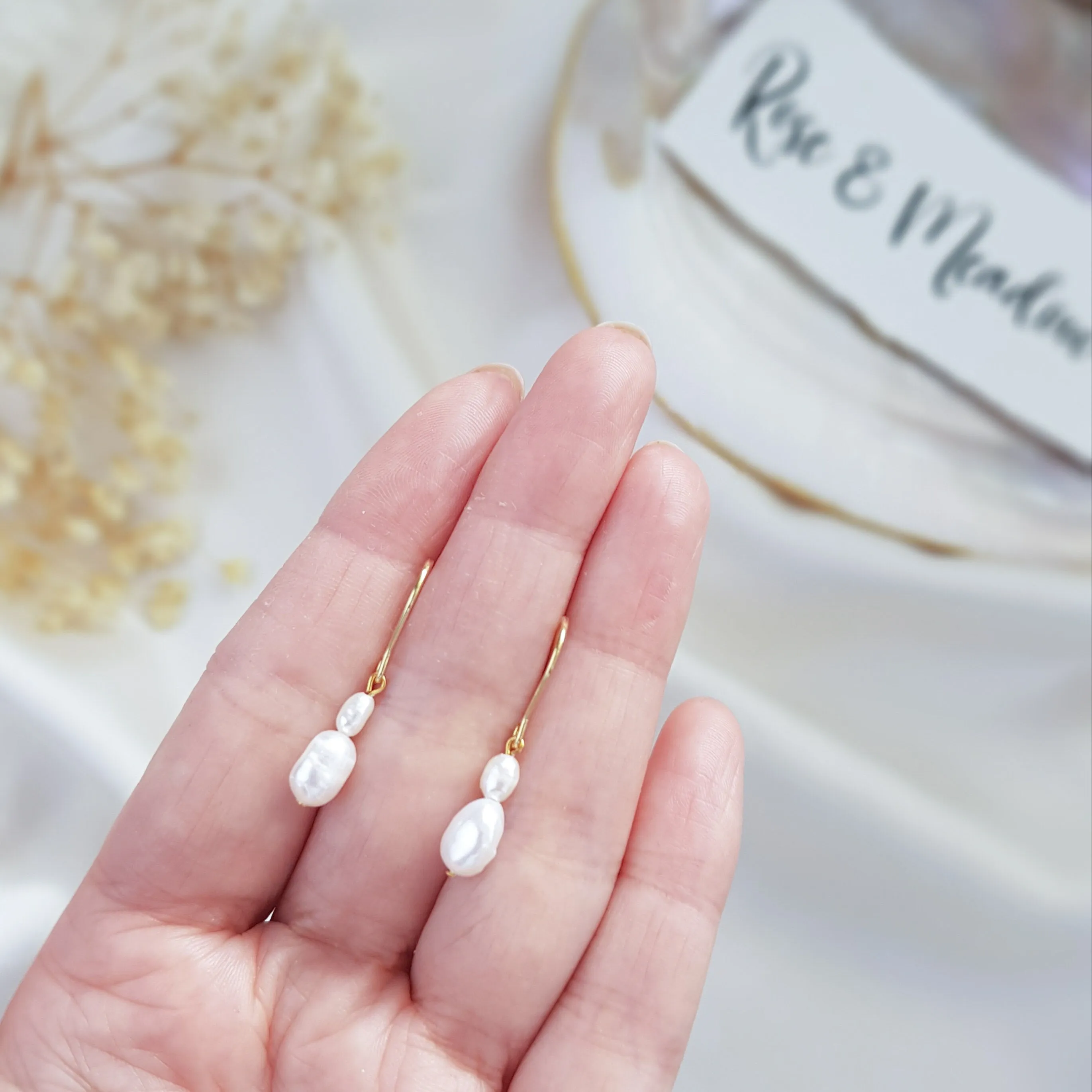 Pearl Drop Earrings, Bridal Earrings, Freshwater Pearl Earrings, Gold Pearl Earrings, Wedding Earrings, Bridal Jewelry, Bridesmaid Gift