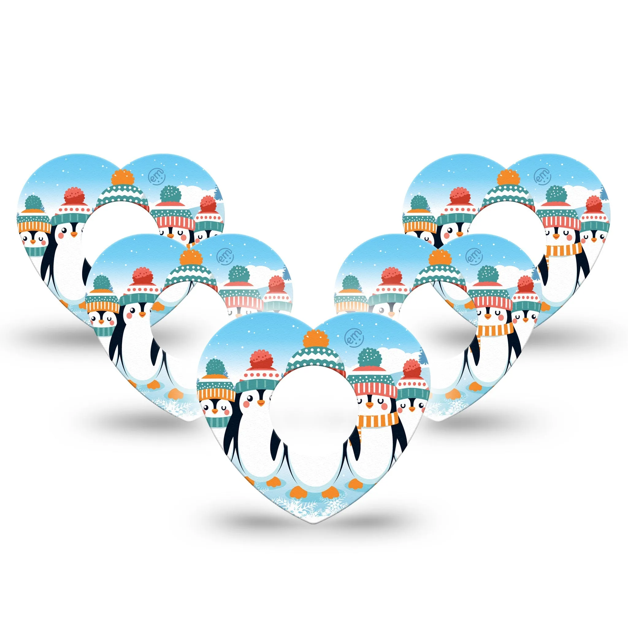 Penguins In Row Infusion Set Heart Tape
