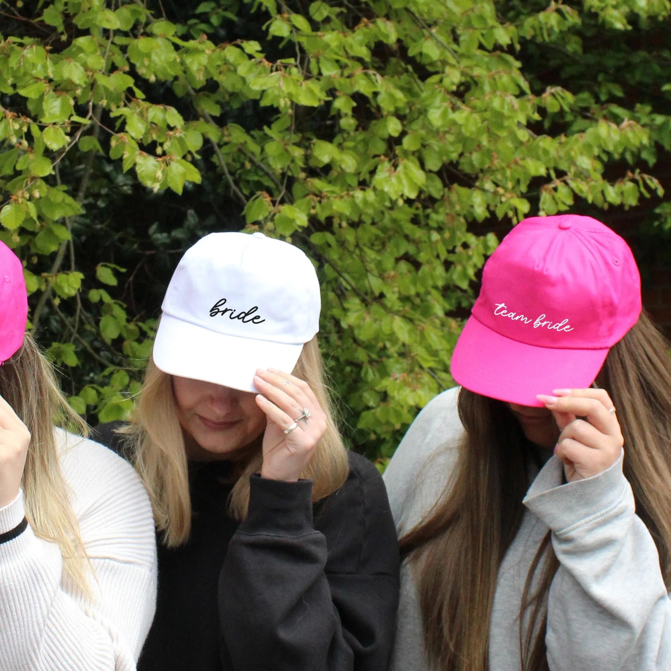 Personalised Pink Team Bride & White Bride Hats