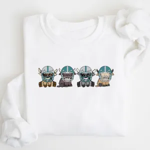 Philadelphia Eagles Highland Cow Football Team Football Lovers Gift Unisex Crewneck Hoodie Sweatshirt