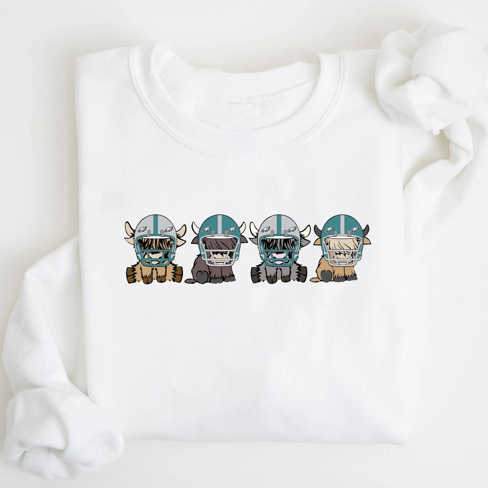 Philadelphia Eagles Highland Cow Football Team Football Lovers Gift Unisex Crewneck Hoodie Sweatshirt