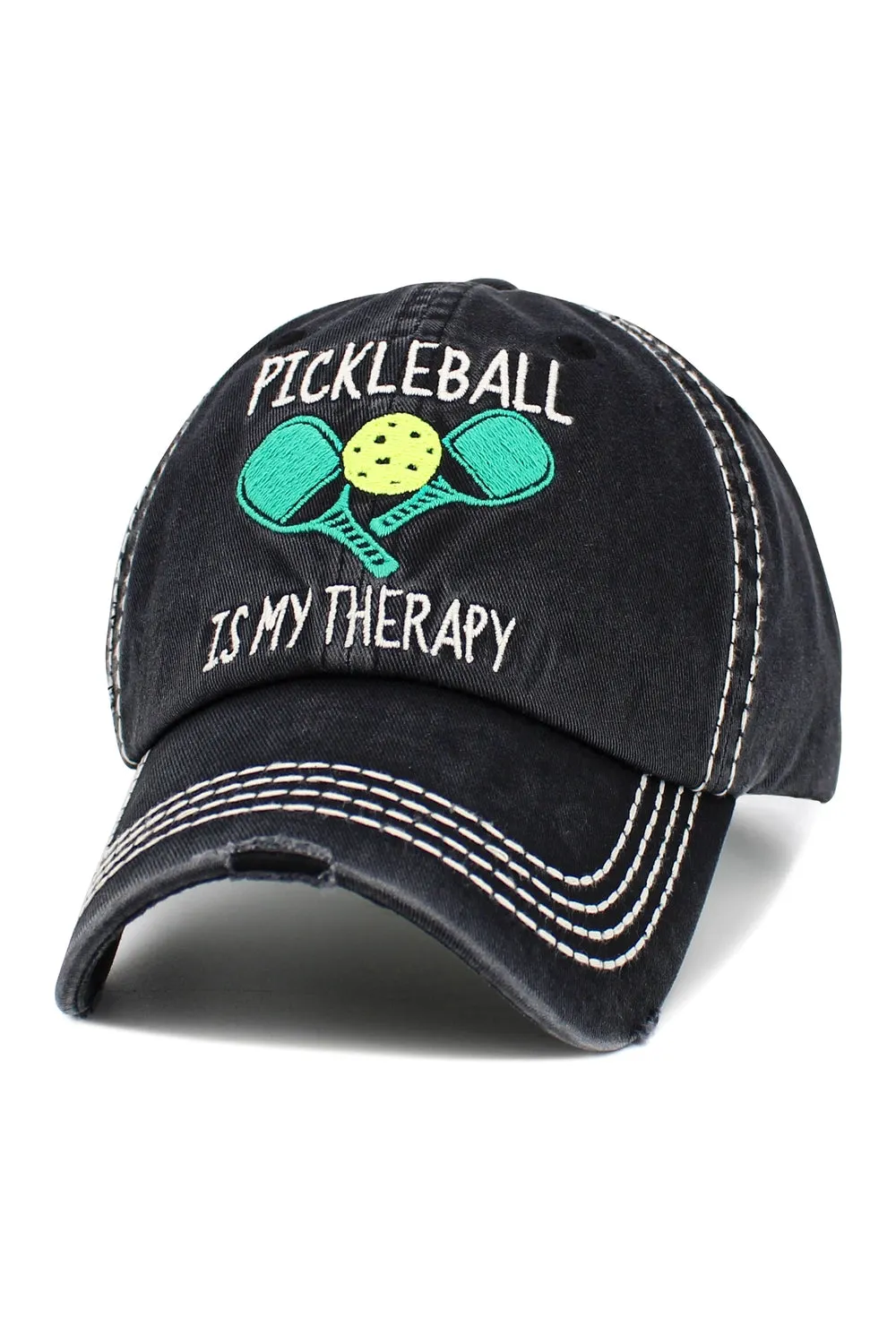 Pickleball Washed Vintage Ballcap - Black