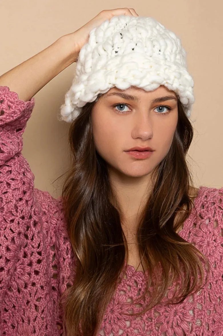 Pilose Cloud Spun Handmade Chunky Knit Beanie Cap