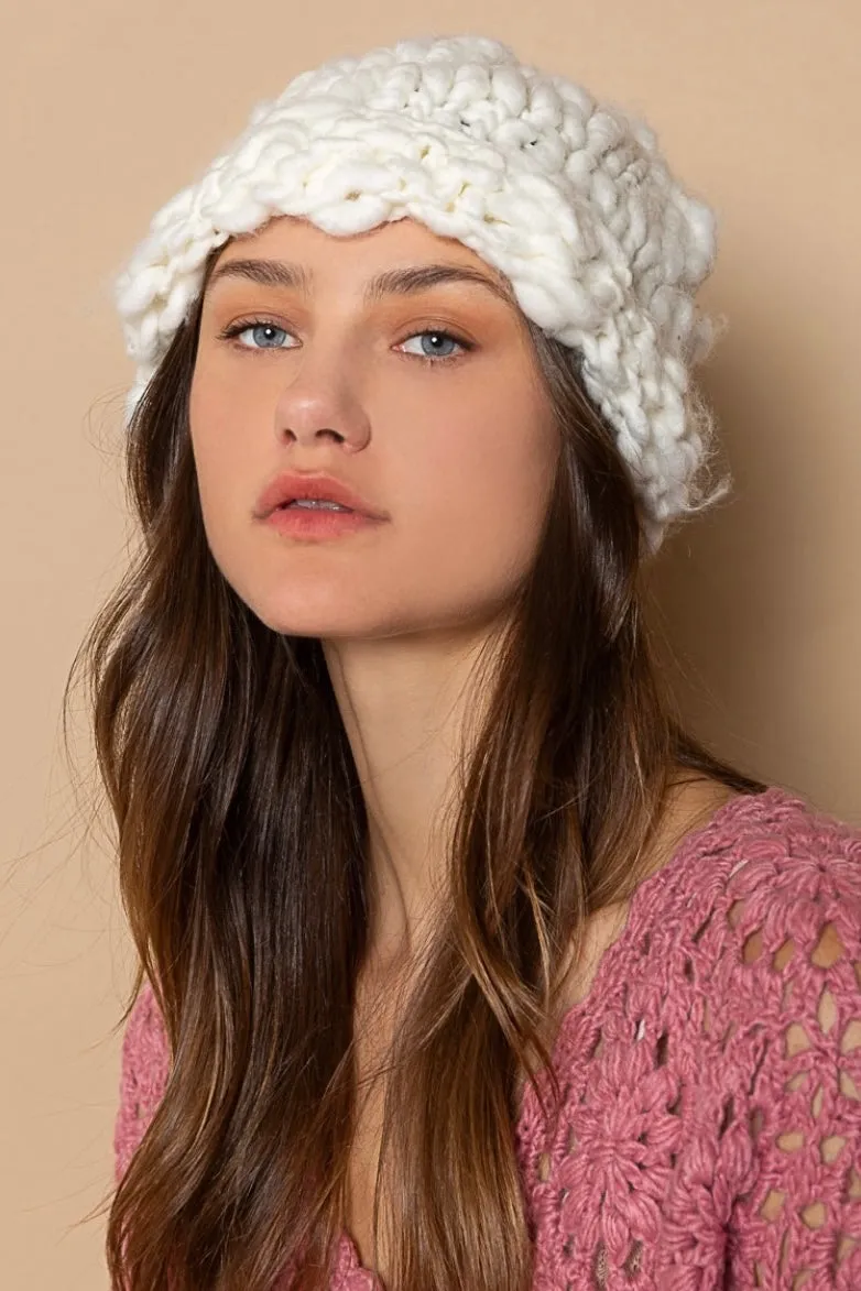 Pilose Cloud Spun Handmade Chunky Knit Beanie Cap
