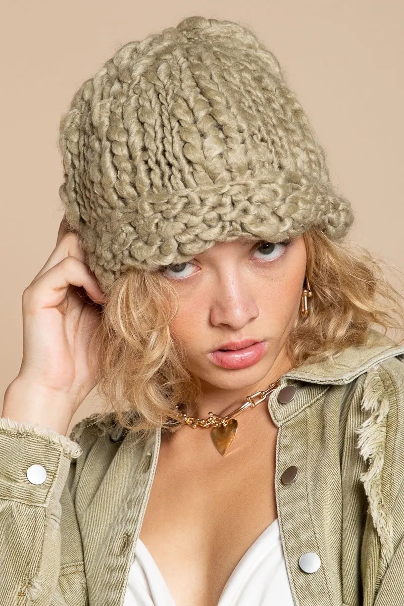 Pilose Cloud Spun Handmade Chunky Knit Beanie Cap