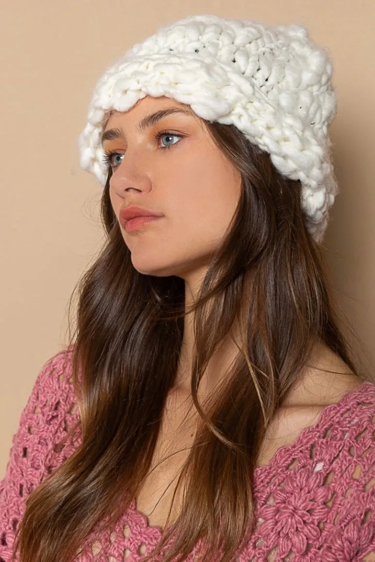 Pilose Cloud Spun Handmade Chunky Knit Beanie Cap