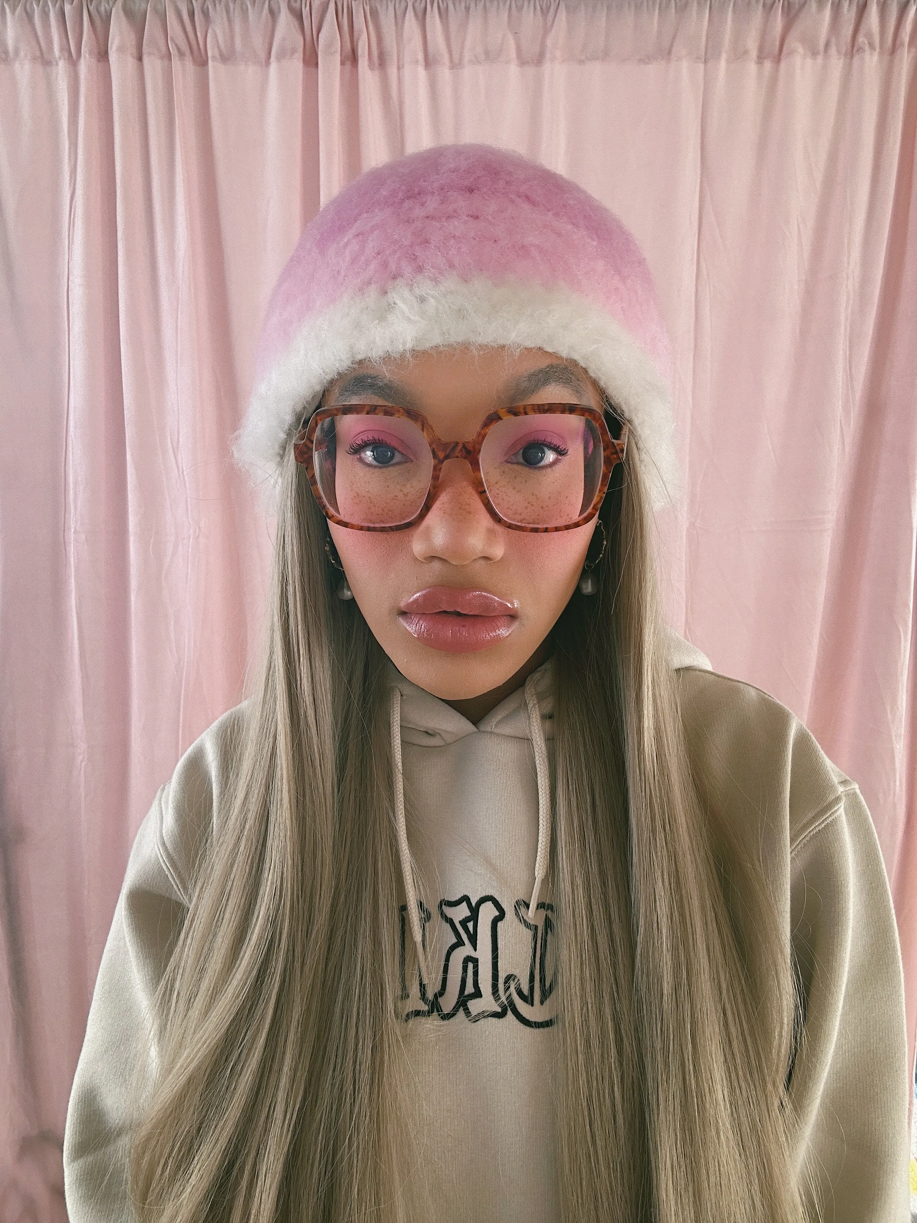 Pink and Ivory Hat