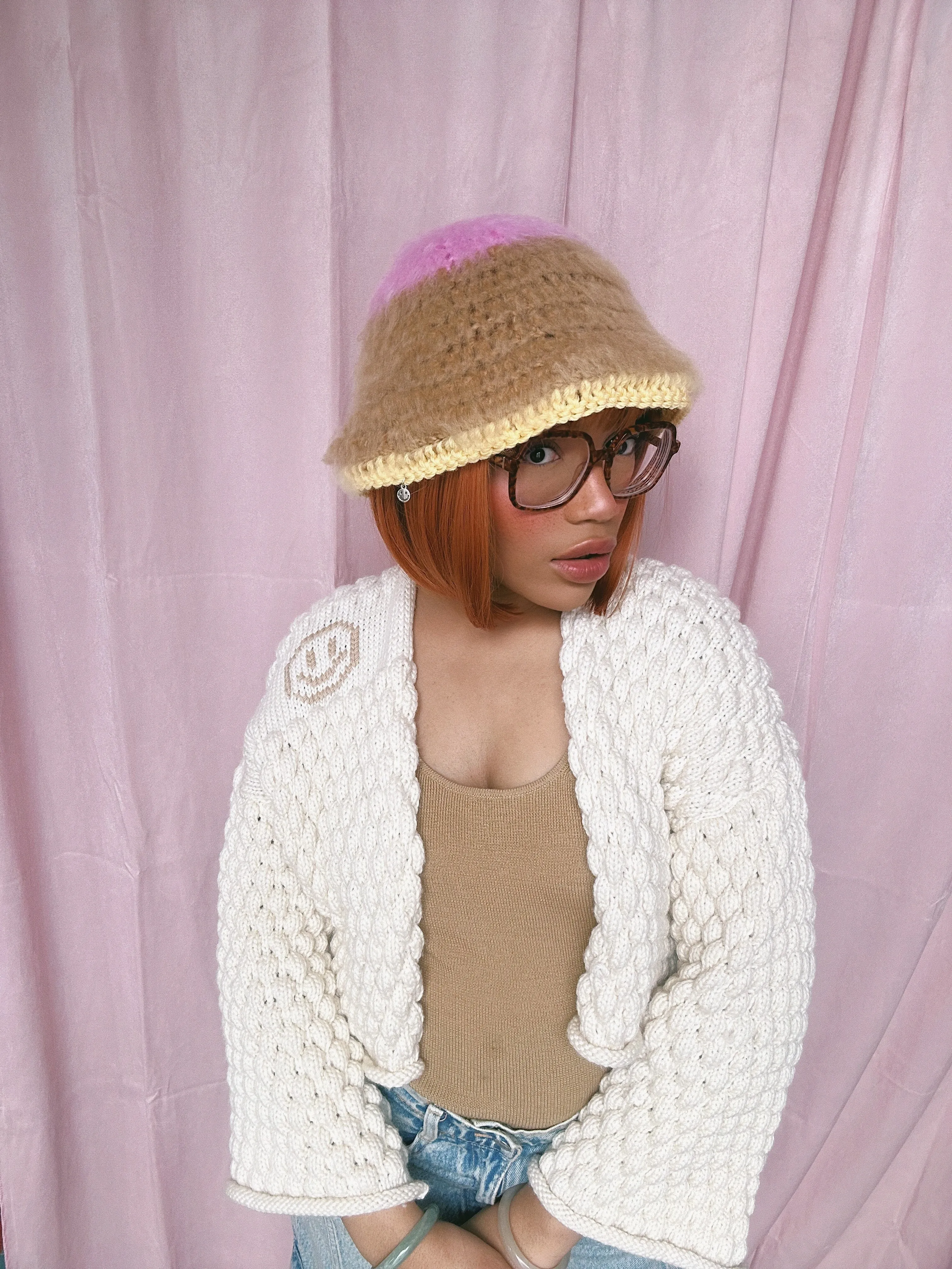 Pink, Brown and Yellow Hat