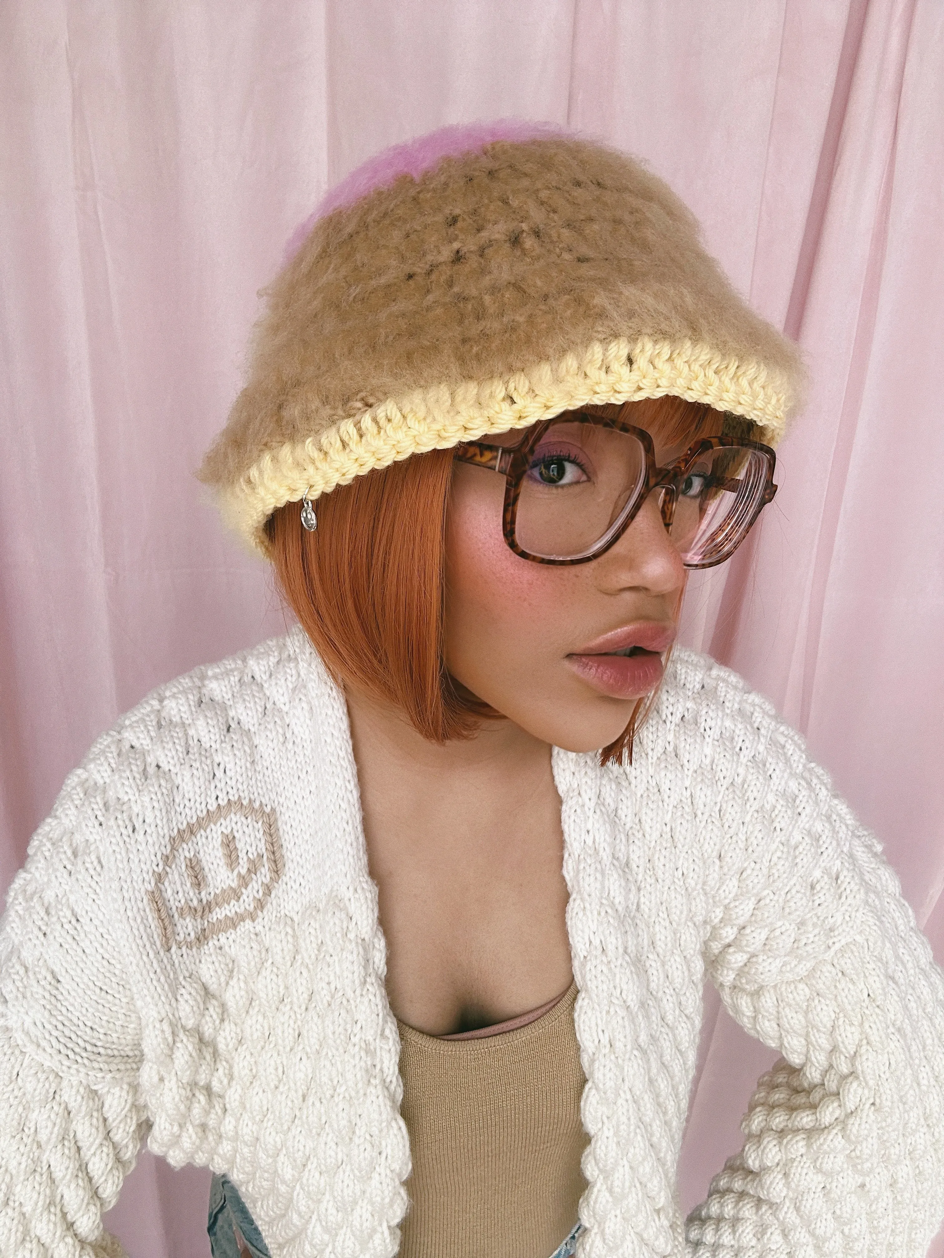 Pink, Brown and Yellow Hat