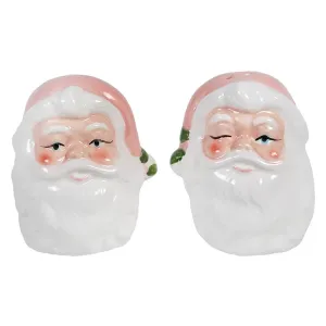 Pink Vintage Santa Salt & Pepper Shakers Set/2