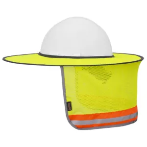 Pioneer Hi Vis Sun Shade for Hard Hats, Ranger Style Mesh, 360° UV Protection, Reflective Tape, Durable, Lightweight & Foldable for Easy Storage