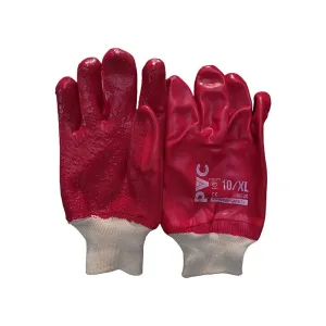 PIONEER SAFETY Gloves PVC Coat Red Extra Heavy Duty Terry Palm Rough Knit Wrist Large