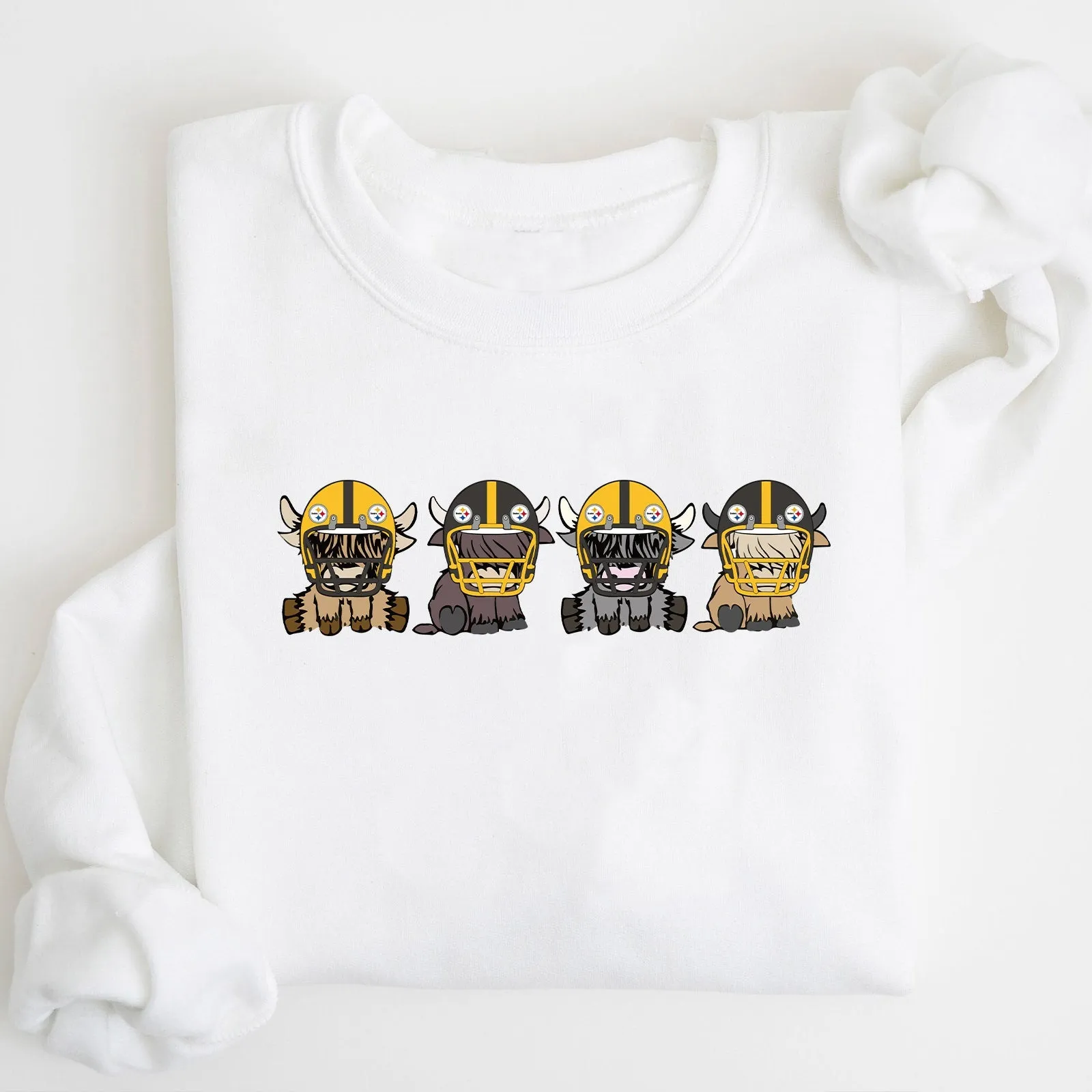 Pittsburgh Steelers Highland Cow Football Team Football Lovers Gift Unisex Crewneck Hoodie Sweatshirt